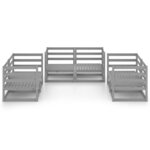 vidaXL Salon de jardin 6 Pièces Gris Bois de pin massif