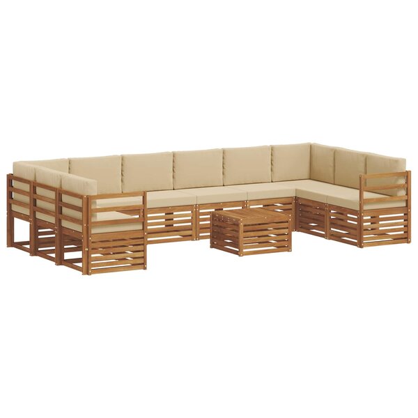 vidaXL Ensemble de canapés d'extérieur 11 pc Naturel et Beige