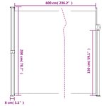 vidaXL Auvent latéral rétractable taupe 200x600 cm