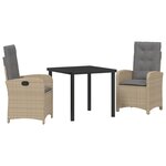 vidaXL Ensemble de salle à manger de jardin 3 pièces avec coussins rattan poly beige