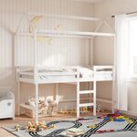 vidaXL Lit superposé avec échelle et toit sans matelas blanc 90x200 cm