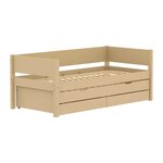 Flexa WHITE Banquette-lit 90 x 200 cm avec dossier Lit gigogne et 2 tiroirs Beige sable