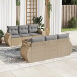 vidaXL Salon de jardin avec coussins 7 Pièces beige résine tressée