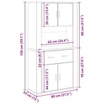 vidaXL Meuble Haut Chêne Artisan 80x33x150 cm Bois d'Ingénierie