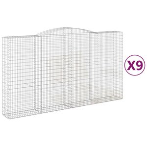 vidaXL Paniers à gabions arqués 9 Pièces 400x50x220/240 cm Fer galvanisé