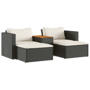 vidaXL Salon de jardin 5 Pièces avec coussins noir résine tressée acacia