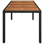 vidaXL Table de jardin dessus en bois Noir 190x90x75 cm Résine tressée