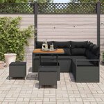 vidaXL Ensemble de canapé de jardin avec coussin 8 Pièces Noir