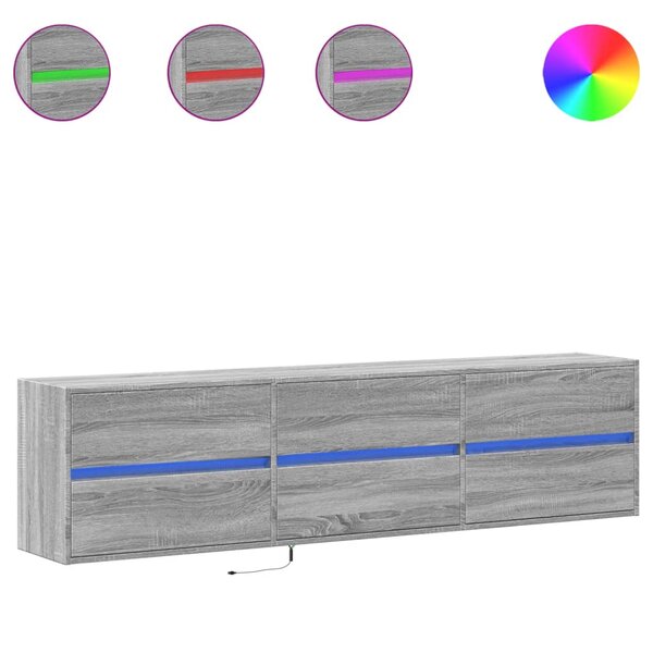 vidaXL Meuble TV mural avec LED sonoma gris 180x31x45 cm