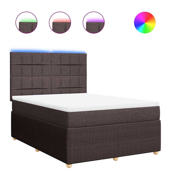 vidaXL Sommier à lattes de lit avec matelas Marron foncé 140x200 cm