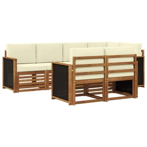vidaXL Ensemble de canapé d'angle avec coussin 6 Pièces Naturel et Crème