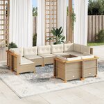 vidaXL Salon de jardin avec coussins 9 Pièces beige résine tressée
