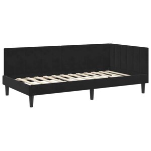 vidaXL Cadre de lit d'angle avec tête de lit Noir 100 x 200 cm Velours