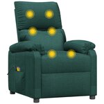 vidaXL Fauteuil de massage Vert foncé Tissu