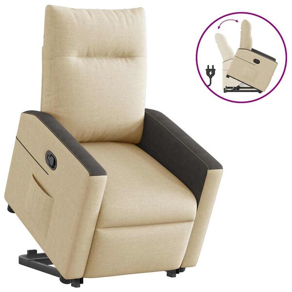 vidaXL Fauteuil inclinable Crème Tissu