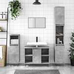 vidaXL Ensemble de meubles de salle de bain 3 Pièces gris béton