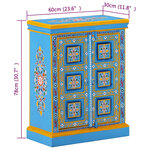 vidaXL Buffet Bois massif de manguier Peinture manuelle turquoise