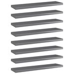 vidaXL Panneaux bibliothèque 8Pièces Gris brillant 40x10x1 5cm Aggloméré