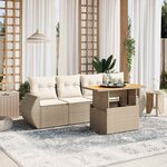 vidaXL Salon de jardin avec coussins 5 Pièces beige résine tressée