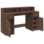 vidaXL Bureau et lumières LED chêne marron bois d'ingénierie