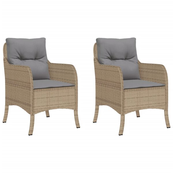 vidaXL Chaises de jardin avec coussins lot de 2 mélange beige rotin