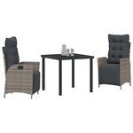 vidaXL Ensemble de salle à manger pour jardin 3 Pièces Gris polyrotin