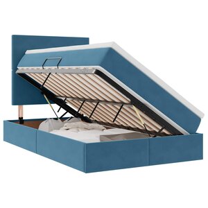 vidaXL Lit avec rangement et LED Bleu foncé 120 x 200 cm Velours