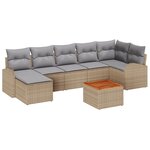 Canapé de Jardin 8 Pièces avec Coussins Beige Rattan Acacia