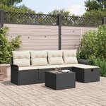 vidaXL Ensemble de canapé de jardin avec coussin 6 Pièces Noir Poly rotin