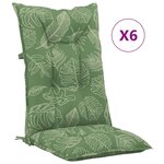 vidaXL Coussins de chaise de jardin à dossier haut lot de 6 tissu