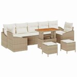 vidaXL Ensemble de canapé de jardin 10 Pièces Beige Poly rotin