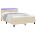 vidaXL Lit à ressorts avec matelas avec LED Crème 140 x 190 cm tissu
