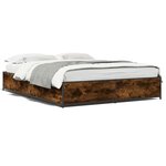 vidaXL Cadre de lit sans matelas chêne fumé 135x190 cm