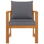 vidaXL Chaises de jardin 2 Pièces avec coussin gris foncé Bois d'acacia