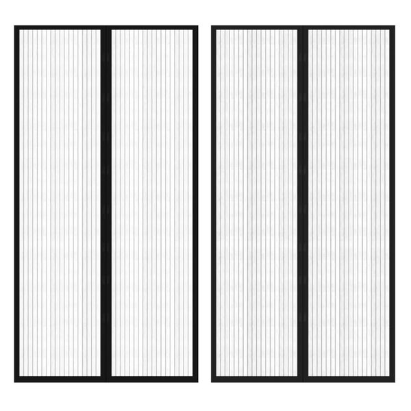 vidaXL Rideau de porte contre insectes 210x100cm 2 Pièces magnétique noir