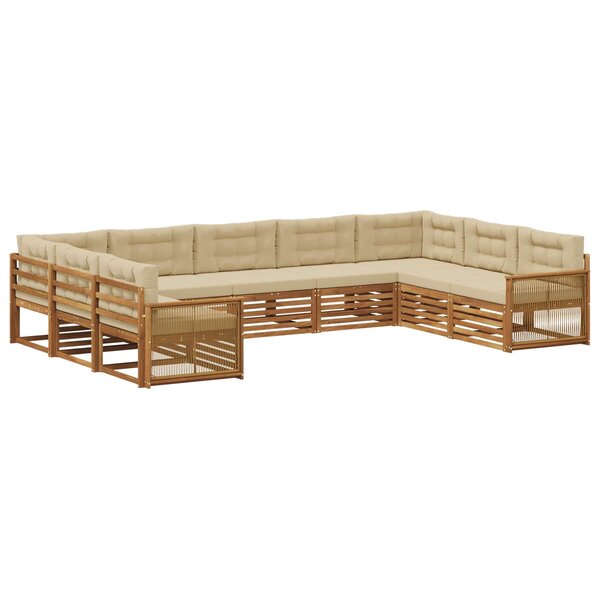 vidaXL Ensemble de canapés d'extérieur 9 Pièces Naturel et Beige