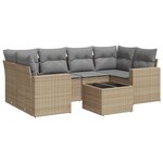 vidaXL Salon de jardin avec coussins 7 Pièces beige résine tressée
