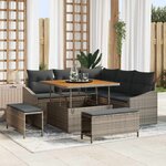 vidaXL Ensemble de canapé de jardin avec coussin 8 Pièces Gris Poly rotin