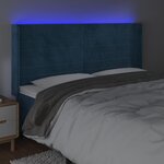 vidaXL Tête de lit à LED Bleu foncé 203x16x118/128 cm Velours