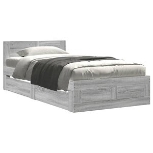 vidaXL Cadre de lit et tête de lit sans matelas sonoma gris 90x190 cm
