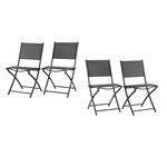 Lot de 4 chaises de jardin pliantes en aluminium assise textilene - 46 x 56 x 85 cm - Gris