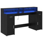 vidaXL Bureau avec porte Chêne noir 160 x 55 x 91 cm Bois d'ingénierie