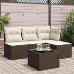 vidaXL Salon de jardin avec coussins 5 Pièces marron résine tressée