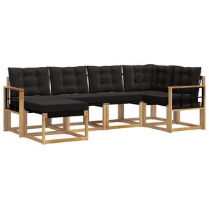 vidaXL Ensemble de canapés d'extérieur 6 pc Blanc et noir