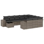 vidaXL Salon de jardin 11 Pièces avec coussins gris résine tressée