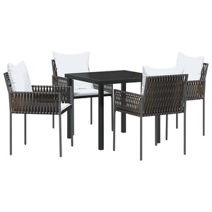vidaXL Ensemble de salle à manger pour jardin 5 Pièces Marron et Noir