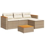 vidaXL Salon de jardin avec coussins 5 Pièces beige résine tressée acacia