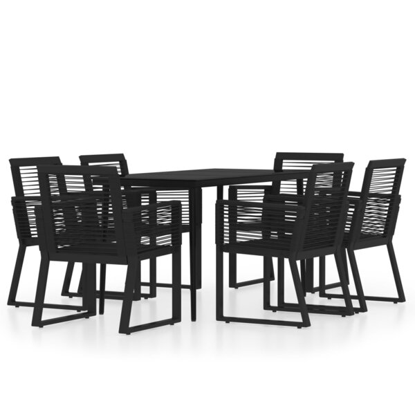 vidaXL Ensemble à manger de jardin 7 Pièces Noir
