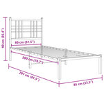 vidaXL Cadre de lit métal sans matelas avec tête de lit blanc 80x200cm