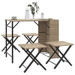 vidaXL Ensemble à manger de jardin 5 Pièces pliable beige résine tressée